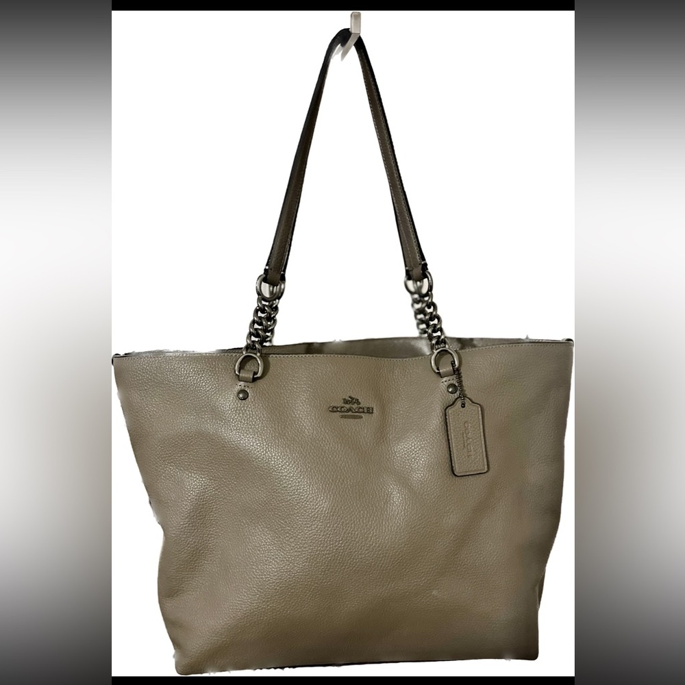 COACH Sophia Tote Gray Pebbled Leather Gunmetal Hardware (No. 36600) - Picture 1 of 12